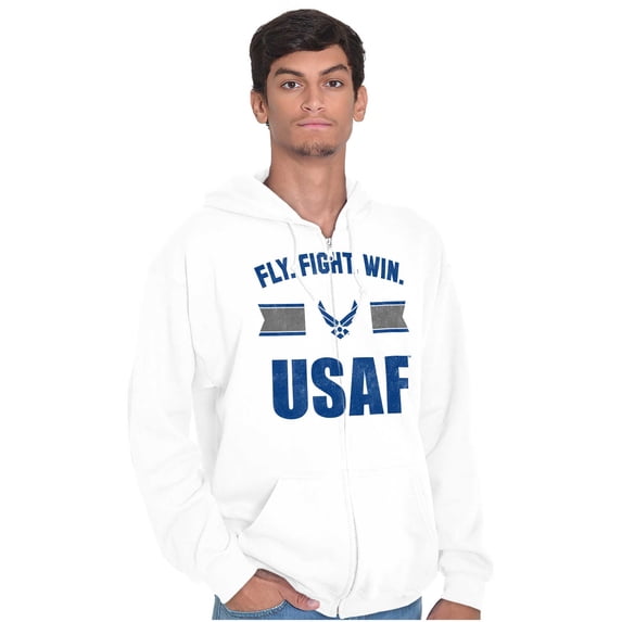 US Air Force Fly Fight Win USAF Zip Up Hoodie Men's Women's Brisco Brands X