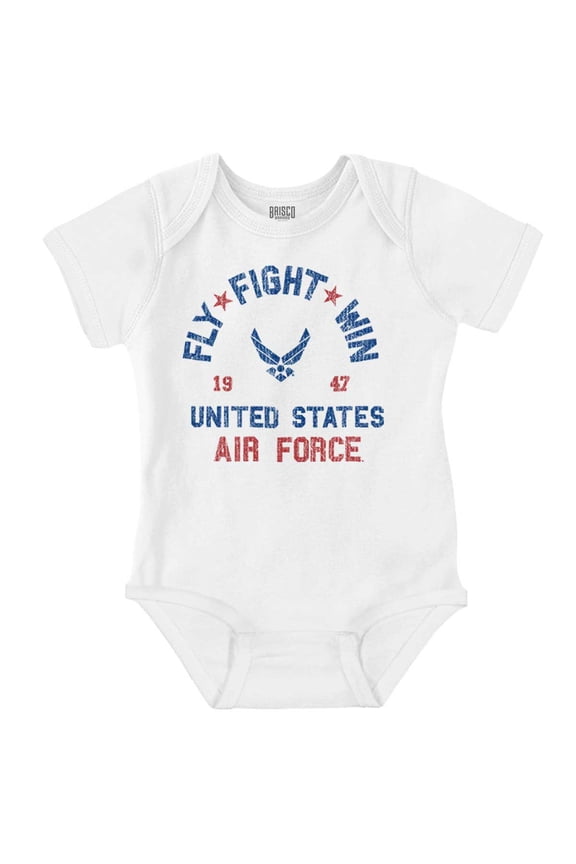 US Air Force Fly Fight Win Vintage Romper Boys or Girls Infant Baby Brisco Brands 12M