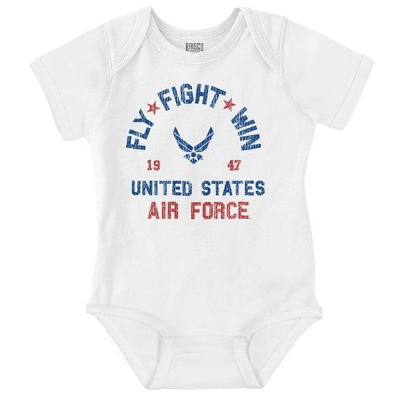 US Air Force Fly Fight Win Vintage Romper Boys or Girls Infant Baby Brisco Brands 18M