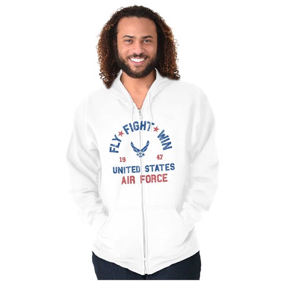 US Air Force Fly Fight Win Vintage Unisex Plus Size Zip Hoodie Brisco Brands 4X