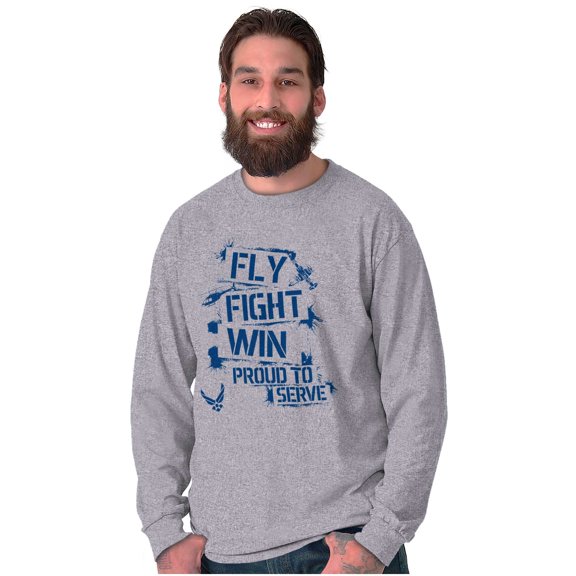 US Air Force Fly Fight Wind Pride Unisex Plus Size Long Sleeve Tee Shirt Brisco Brands 3X