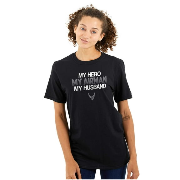 US Air Force Hero Airman Husband Women's Graphic T Shirt Tees Brisco Brands S