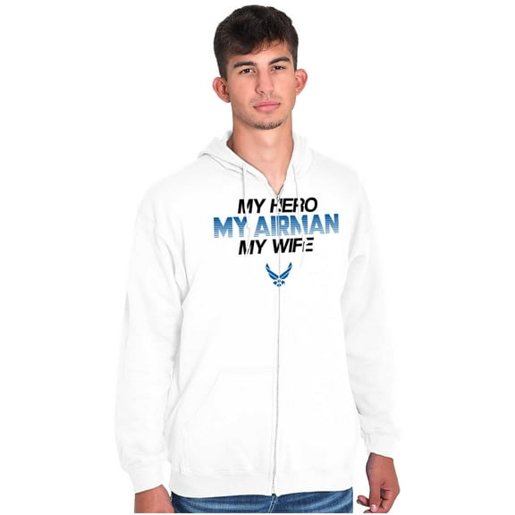 US Air Force Hero Airman Wife Zip Hoodie Sweatshirt Men Brisco Brands M