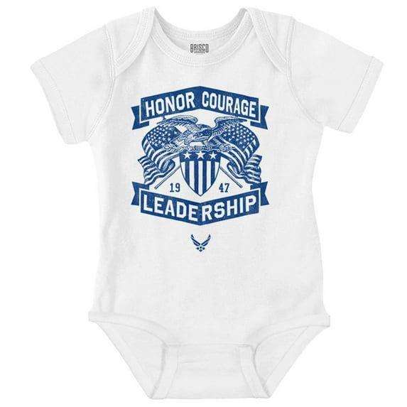 US Air Force Honor Courage Leadership Romper Boys or Girls Infant Baby Brisco Brands 18M