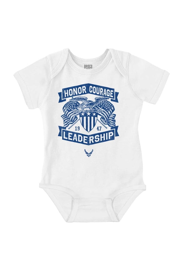 US Air Force Honor Courage Leadership Romper Boys or Girls Infant Baby Brisco Brands 18M