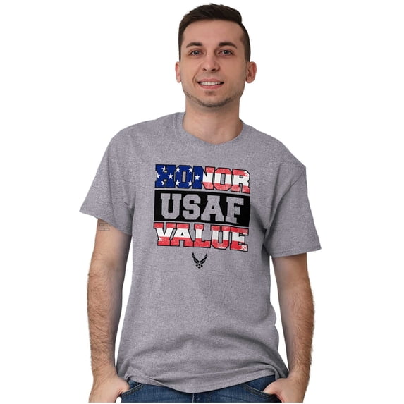 US Air Force Honor Value USA Flag Men's Graphic T Shirt Tees Brisco Brands L