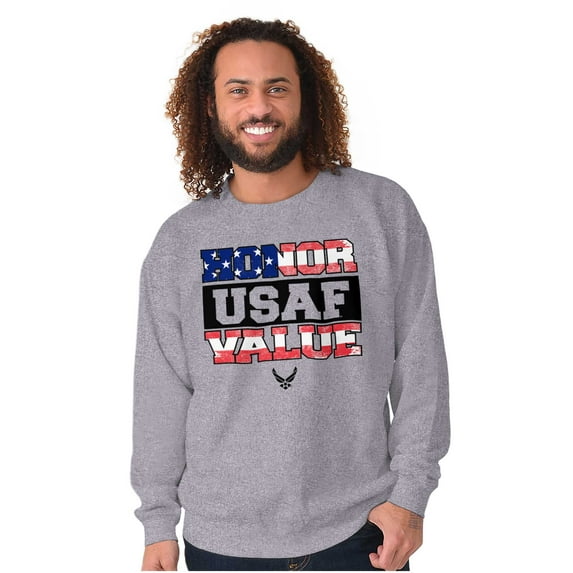 US Air Force Honor Value USA Flag Sweatshirt for Men or Women Brisco Brands S