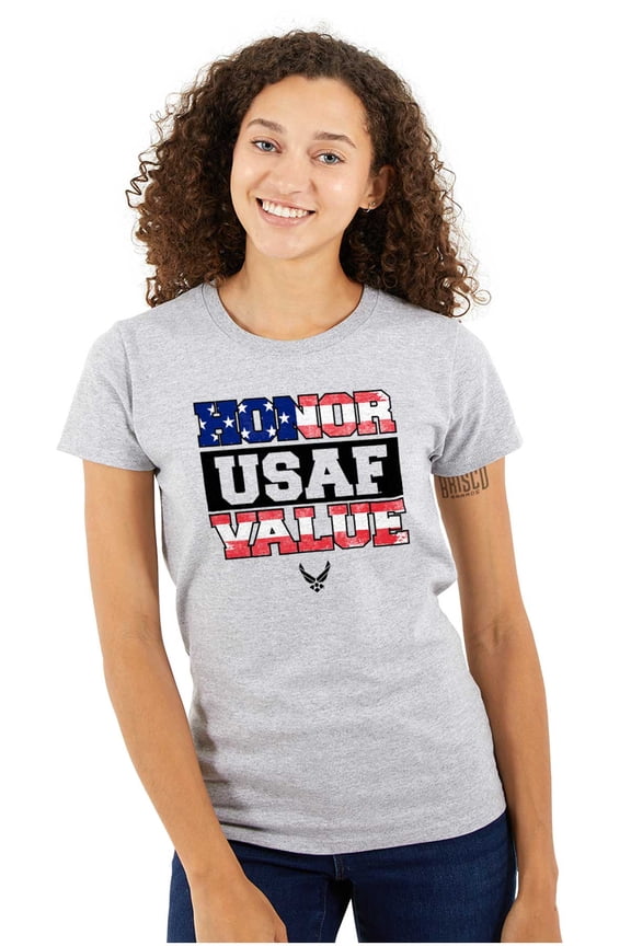 Honor Value USA Flag Women's T Shirt Ladies Tee Brisco Brands S