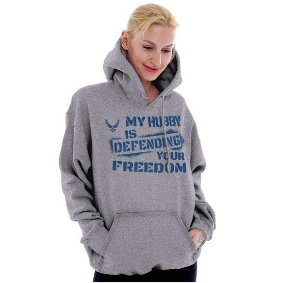 US Air Force Hubby Defending Freedom Hoodie Sweatshirt Women Brisco Brands S