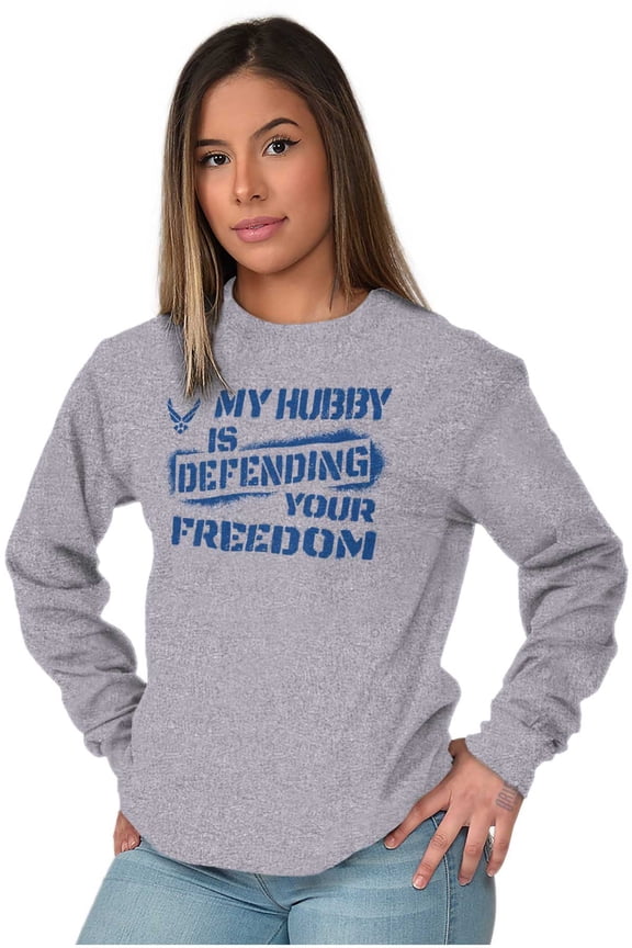 Hubby Defending Freedom Women Plus Size Long Sleeve Tee Brisco Brands 3X