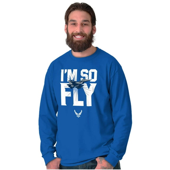 US Air Force I'm So Fly Funny USAF Unisex Plus Size Long Sleeve Shirt Brisco Brands 2X