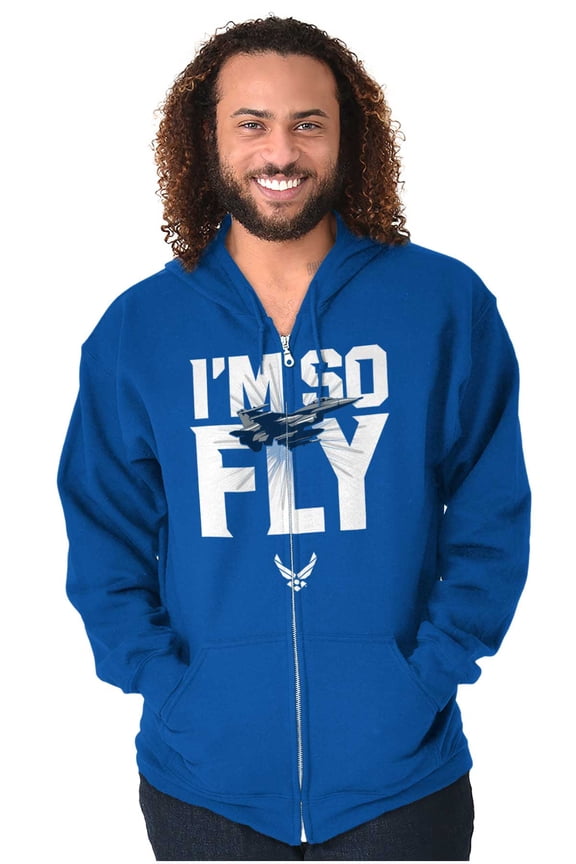 US Air Force I'm So Fly Funny USAF Zip Up Hoodie Men's Women's Brisco Brands X