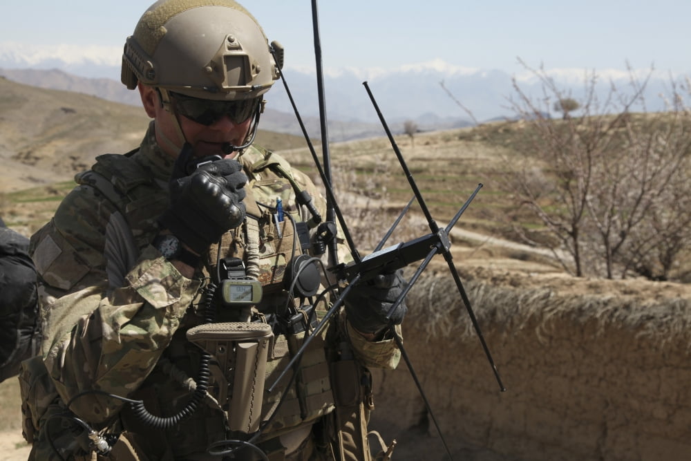 US Air Force Joint Terminal Attack Controller establishes satellite communications Canvas Art - Stocktrek Images (35 x 23)