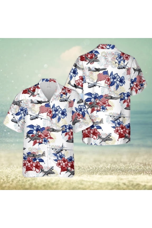 US Air Force Lockheed C 130 Hercules Gift For 4th Of July Aloha Flower Pattern Hawaiian Sh