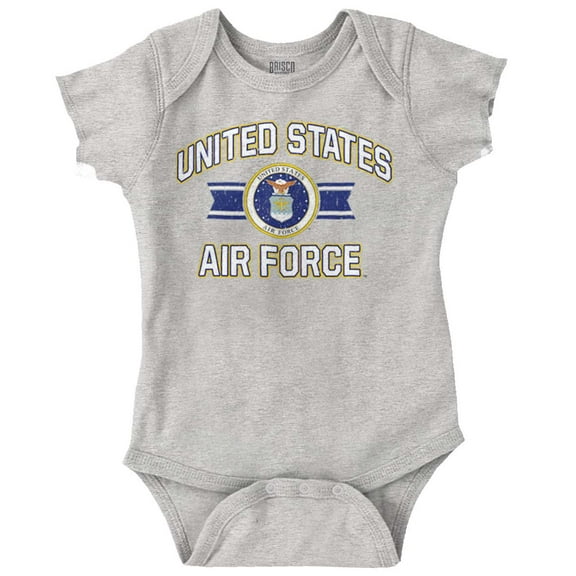 US Air Force Military Crest USAF Romper Boys or Girls Infant Baby Brisco Brands 12M