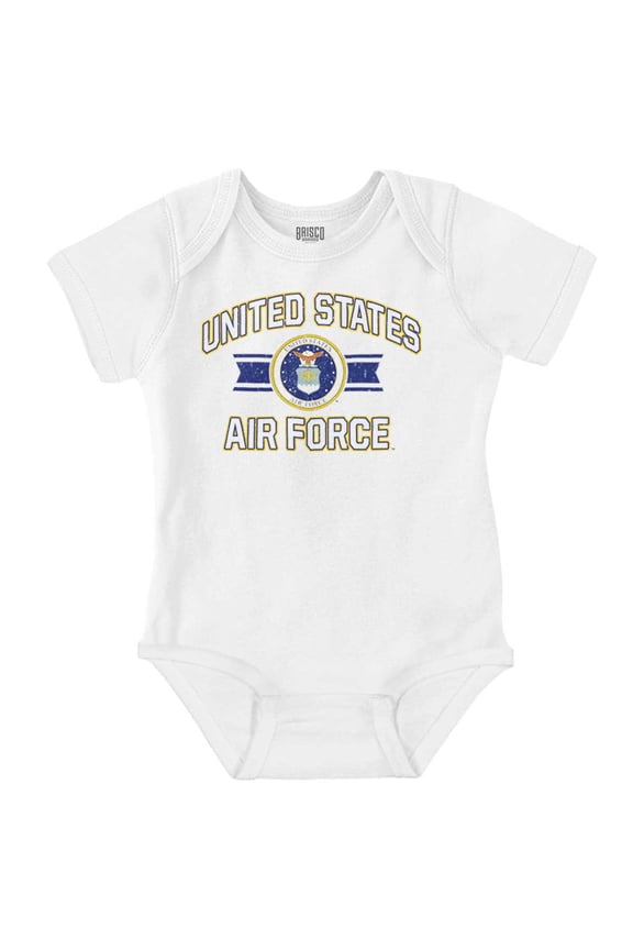 US Air Force Military Crest USAF Romper Boys or Girls Infant Baby Brisco Brands 24M