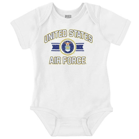 US Air Force Military Crest USAF Romper Boys or Girls Infant Baby Brisco Brands 6M