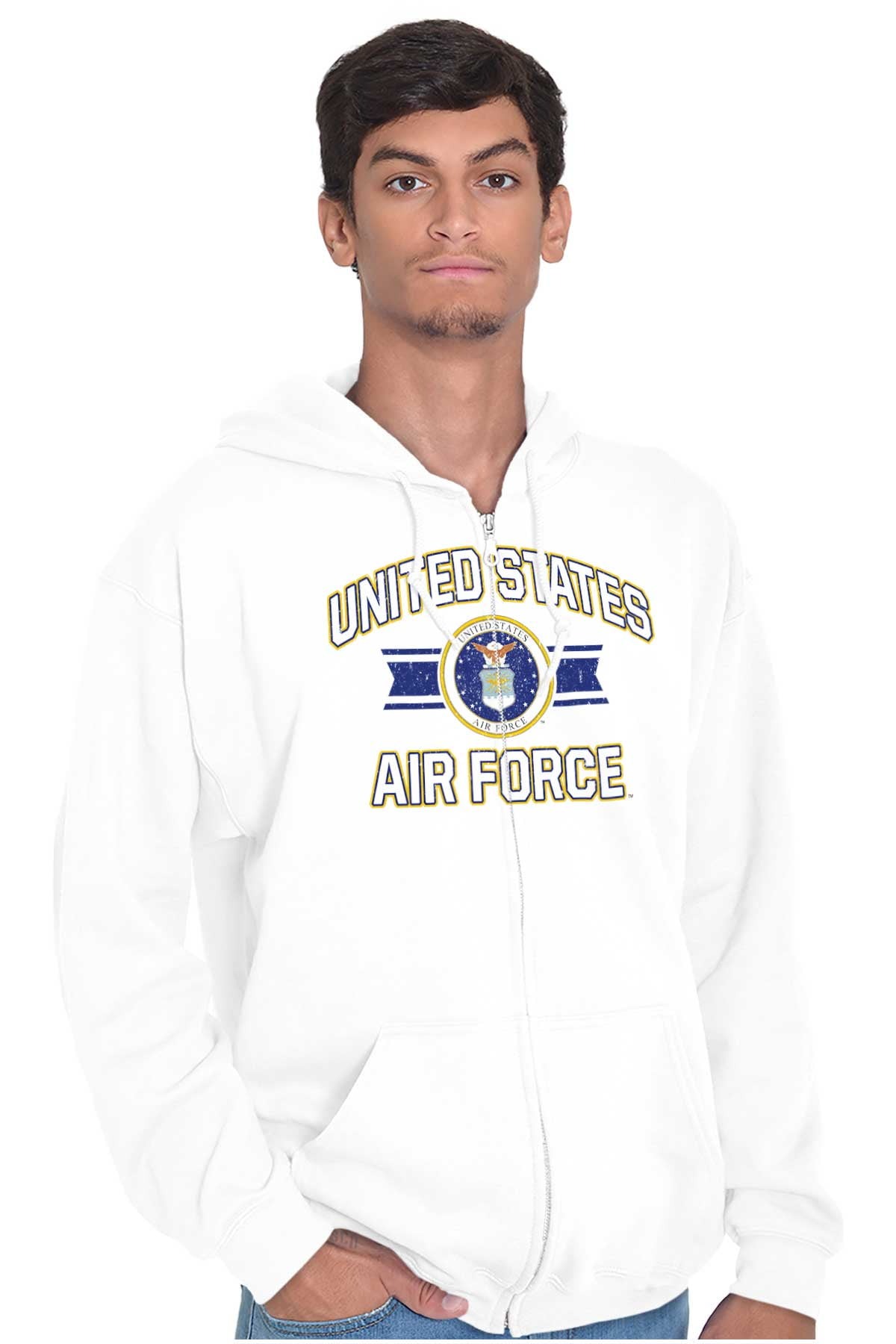 US Air Force Military Crest USAF Zip Up Hoodie Men's Women's Brisco ...