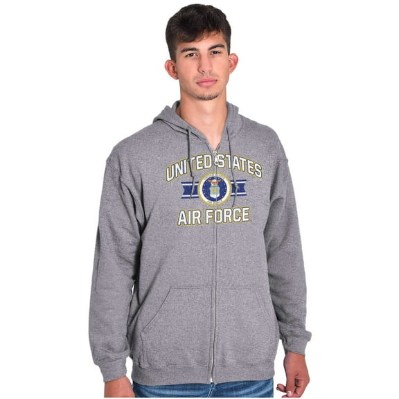 US Air Force Military Crest USAF Zip Up Hoodie Men's Women's Brisco Brands S