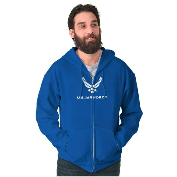 US Air Force Military Wings Emblem Zip Up Hoodie Men's Women's Brisco Brands S
