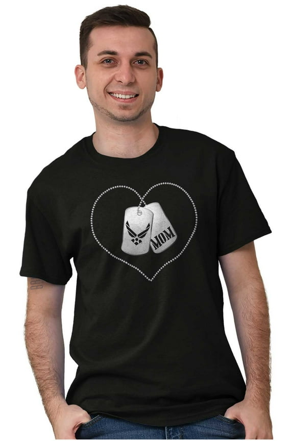 US Air Force Mom Dog Tags Cute USAF Men's Graphic T Shirt Tees Brisco Brands S