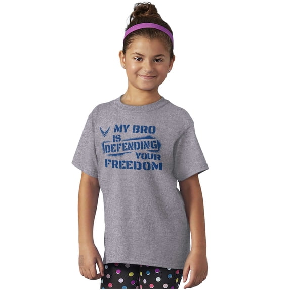 US Air Force My Bro Defending Freedom Crewneck T Shirts Boy Girl Teen Brisco Brands XS