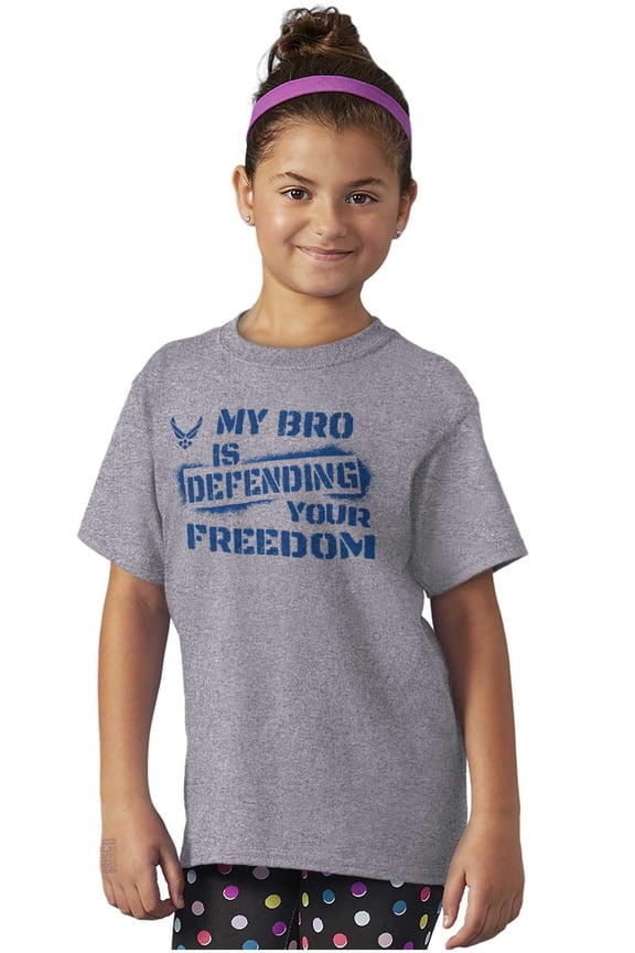 My Bro Defending Freedom Crewneck T Shirts Boy Girl Teen Brisco Brands X