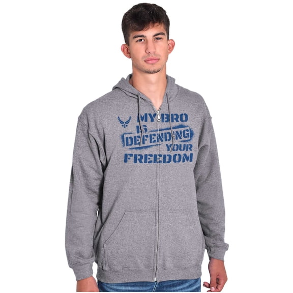 US Air Force My Bro Defending Freedom Unisex Plus Size Zip Hoodie Brisco Brands 5X