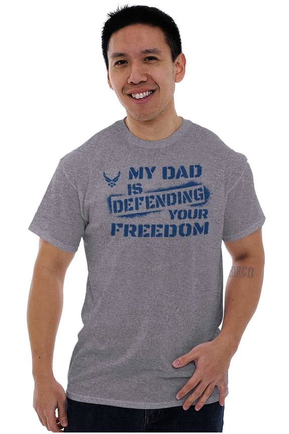 US Air Force My Dad Defending Freedom Men's Graphic T Shirt Tees Brisco Brands S