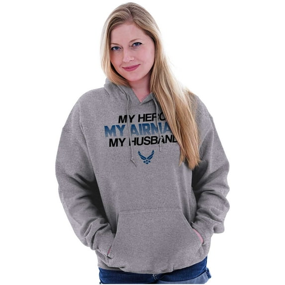US Air Force My Hero Airman Husband Women Plus Size Hoodie Brisco Brands 4X