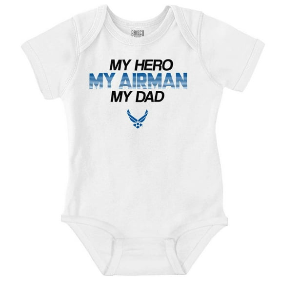 US Air Force My Hero Airman My Dad Romper Boys or Girls Infant Baby Brisco Brands 12M