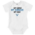 thumbnail image 1 of US Air Force My Hero Airman My Dad Romper Boys or Girls Infant Baby Brisco Brands 18M, 1 of 6
