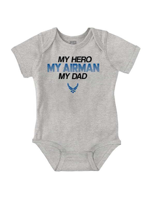 US Air Force My Hero Airman My Dad Romper Boys or Girls Infant Baby Brisco Brands 24M