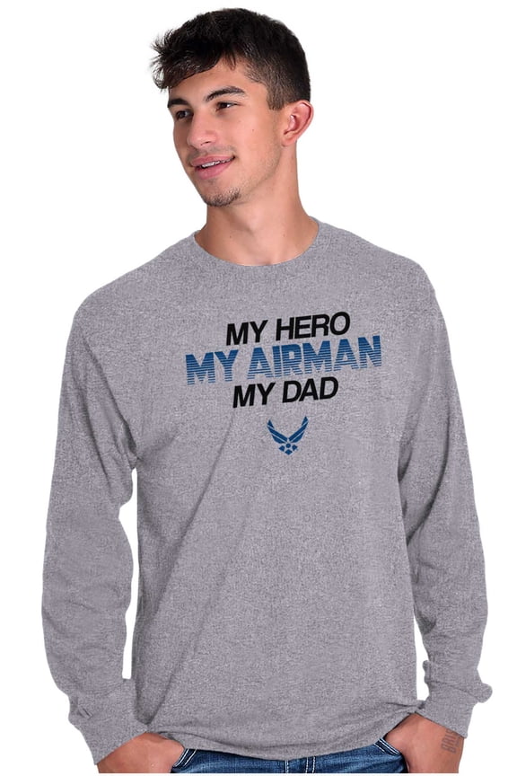My Hero Airman My Dad Unisex Plus Size Long Sleeve Shirt Brisco Brands 3X