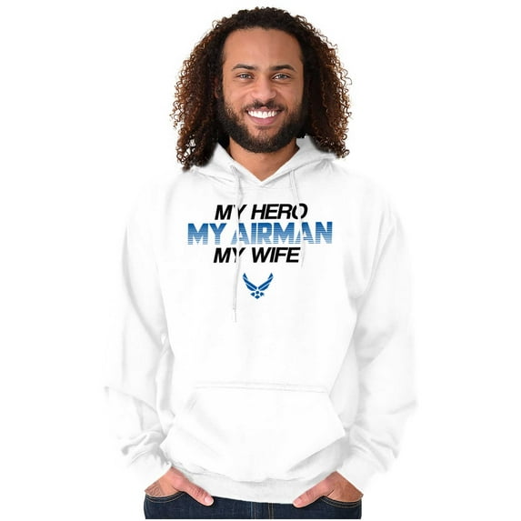 US Air Force My Hero Airman Wife Men's Big & Tall Graphic Hoodie Brisco Brands 3X