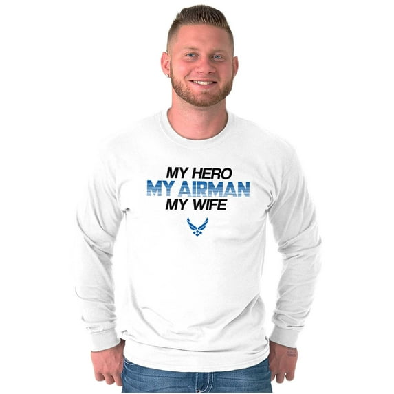 US Air Force My Hero Airman Wife Men Big & Tall Long Sleeve Tee Brisco Brands 2X