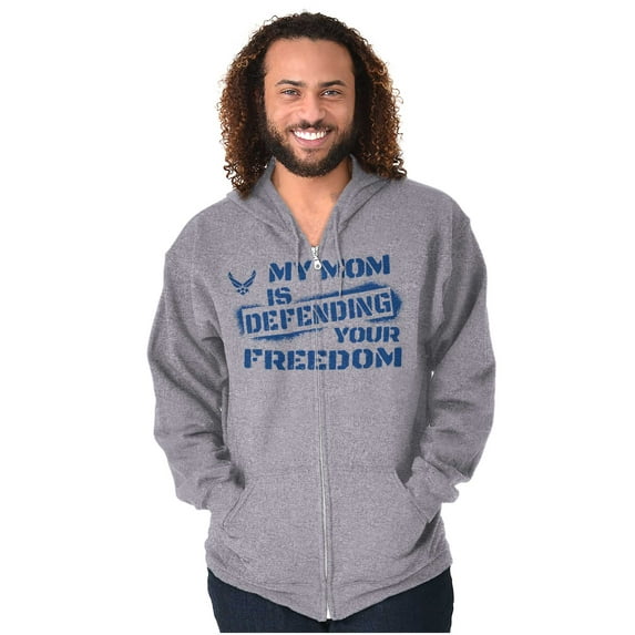 US Air Force My Mom Defending Freedom Zip Up Hoodie Men's Women's Brisco Brands S