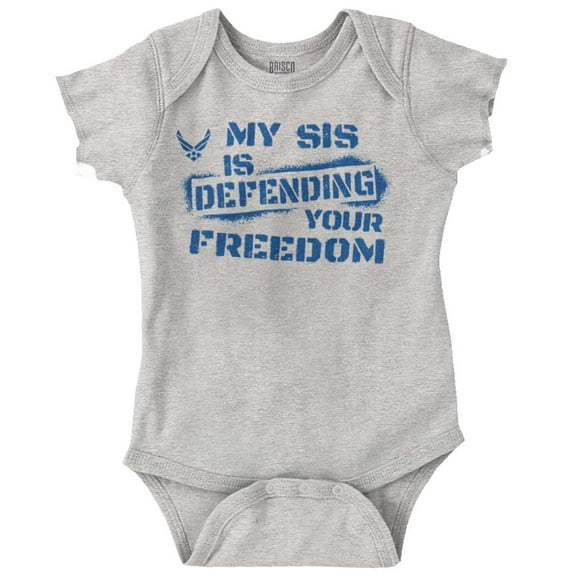 US Air Force My Sis Defending Freedom Romper Boys or Girls Infant Baby Brisco Brands 12M