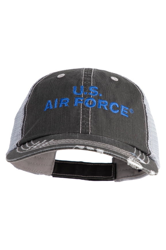 US Air Force Navy Letter Embroidered Low Profile Special Cotton Mesh Cap - black OSFM