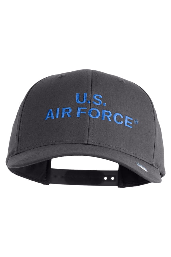 US Air Force Navy Letter Embroidered Retro Cotton Blend Snapback Cap - Charcoal OSFM
