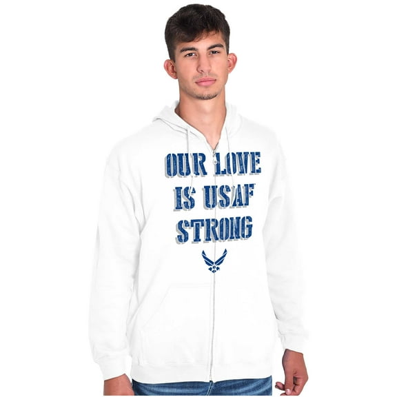 US Air Force Our Love is USAF Strong Zip Up Hoodie Men's Women's Brisco Brands L