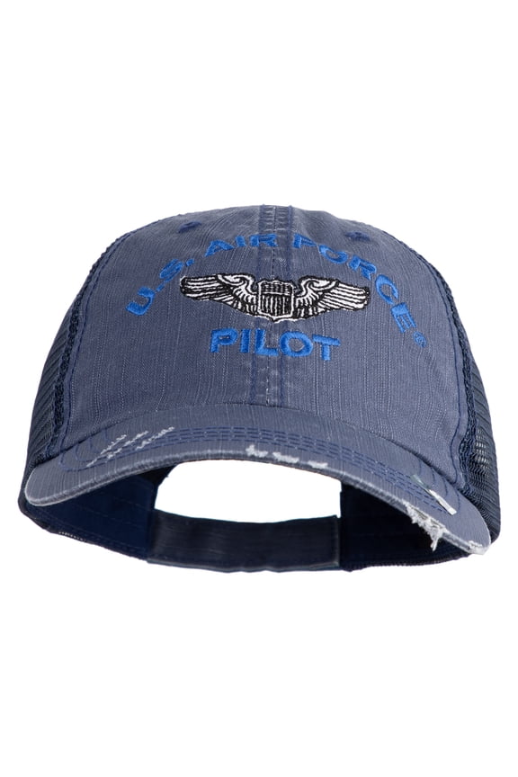 US Air Force Pilot Embroidered Low Profile Special Cotton Mesh Cap - Navy OSFM
