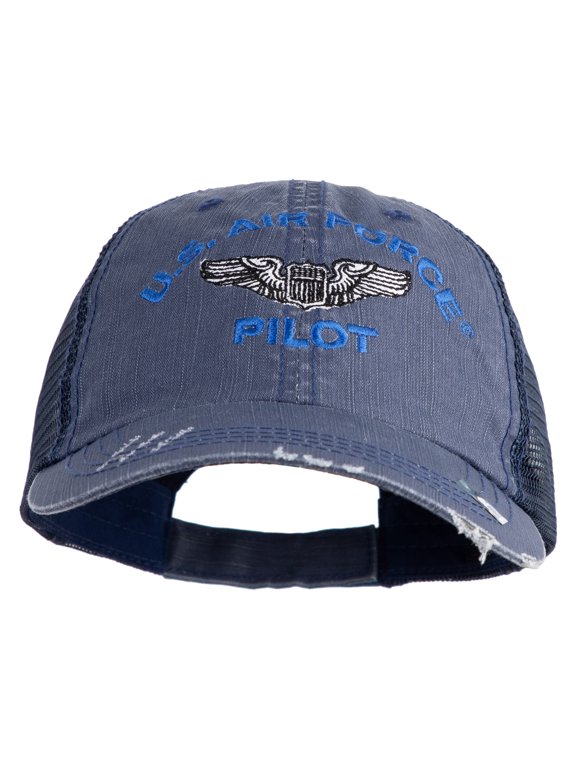US Air Force Pilot Embroidered Low Profile Special Cotton Mesh Cap - Navy OSFM
