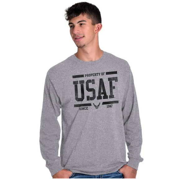 US Air Force Property of USAF Logo Unisex Plus Size Long Sleeve Shirt Brisco Brands 3X