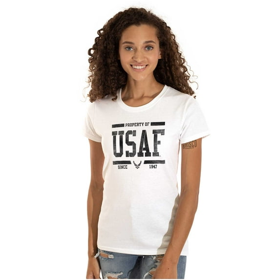 US Air Force Property of USAF Logo Women's T Shirt Ladies Tee Brisco Brands X