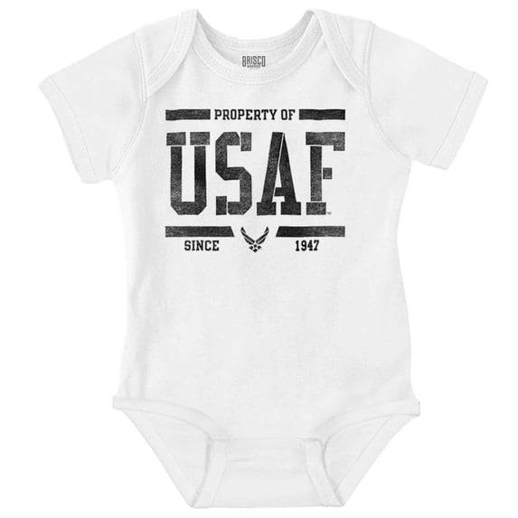 US Air Force Property of USAF Romper Boys or Girls Infant Baby Brisco Brands 12M