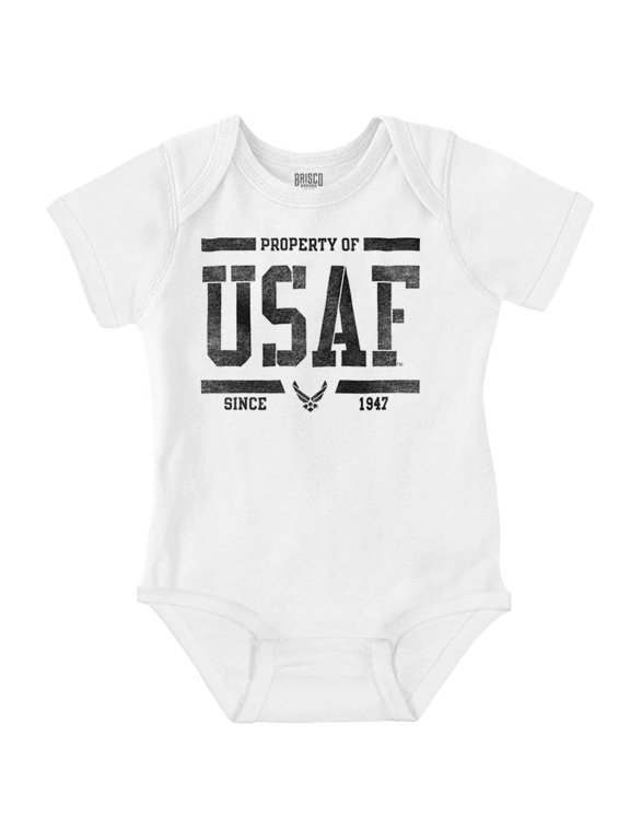 US Air Force Property of USAF Romper Boys or Girls Infant Baby Brisco Brands 18M
