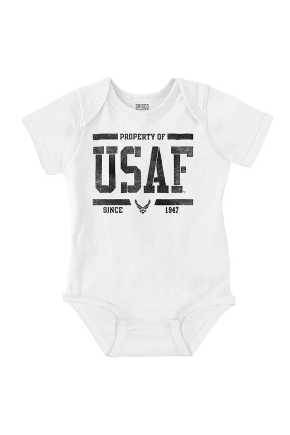 US Air Force Property of USAF Romper Boys or Girls Infant Baby Brisco Brands 24M
