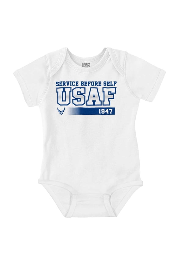 US Air Force Service Before Self USAF Romper Boys or Girls Infant Baby Brisco Brands 12M