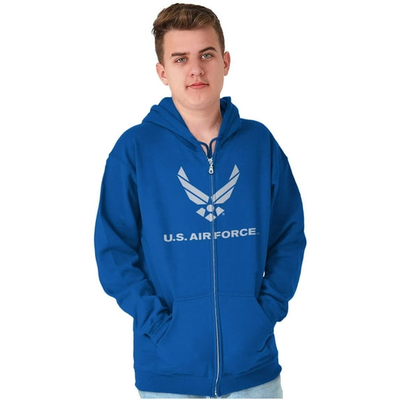 US Air Force Symbol USAF Official Unisex Plus Size Zip Hoodie Brisco Brands 2X